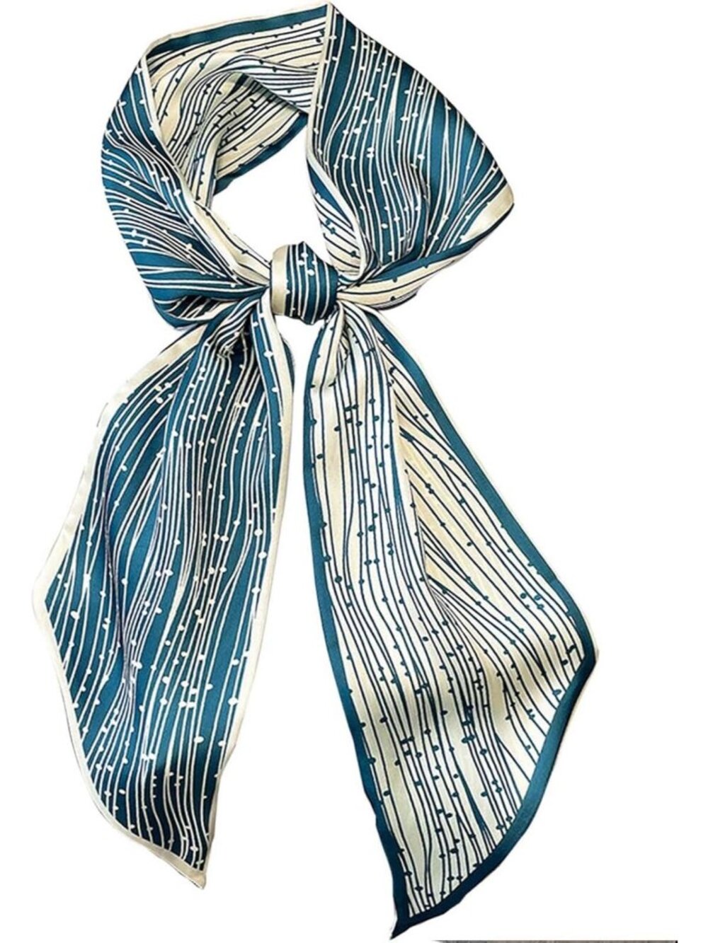Women's Blue white Meteorn Silky Satin Headscarf Wrap Lightweight Scarves Scarf